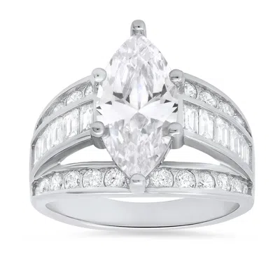 Kylie Harper Women's Marquise Cut Diamond Cz Cocktail Statement Ring In Sterling Silver