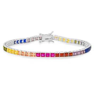 Kylie Harper Women's Multi Sapphire Princess Cut Tennis Bracelet In Sterling Silver In Metallic