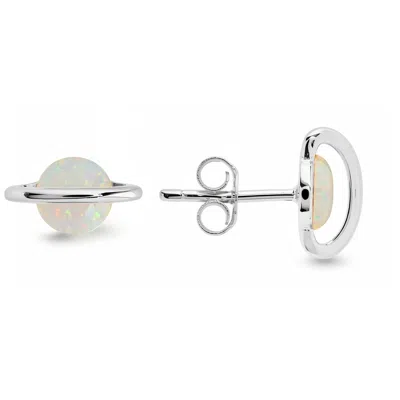 Kylie Harper Women's Opal Saturn Planet Celestial Stud Earrings In Sterling Silver In Metallic