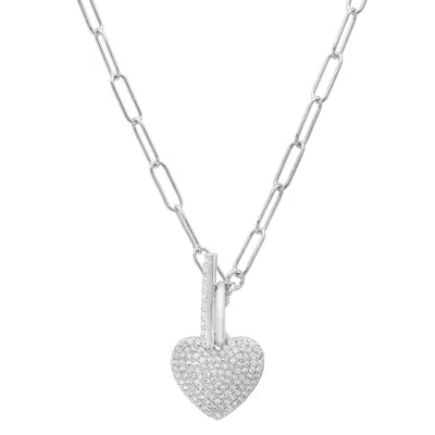 Kylie Harper Women's Paperclip Toggle Heart Diamond Necklace In Sterling Silver In Neutral