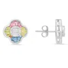 Kylie Harper Women's Pastel Multi-color Sapphire Clover Earrings In Sterling Silver