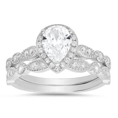Kylie Harper Women's Pear Cut Diamond Cz Stackable Ring Set In Sterling Silver