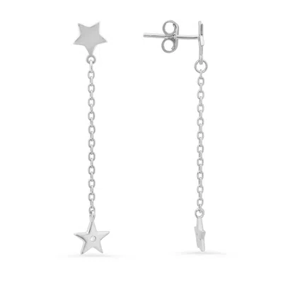 Kylie Harper Women's Petite Dangling Stars Diamond Cz Earrings In Sterling Silver