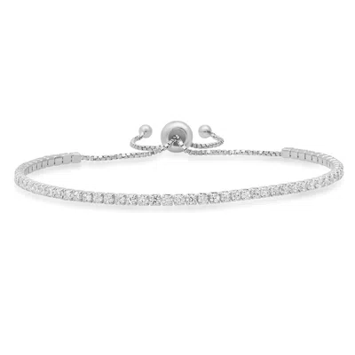 Kylie Harper Sterling Silver Cubic Zirconia Cz Adjustable Bracelet In Silver-tone