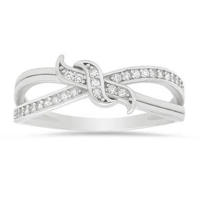Kylie Harper Women's Petite Diamond Cz Love Knot Ring In Sterling Silver