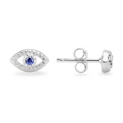 Kylie Harper Women's Petite Diamond-cut Evil Eye Stud Earrings In Sterling Silver In Metallic