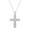Kylie Harper Women's Petite Luxurious Baguette-cut Diamond Cz Cross Pendant Necklace In Sterling Silver In Metallic