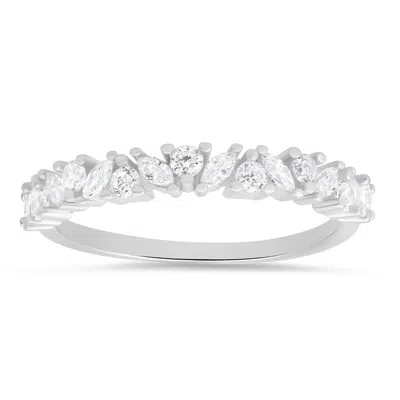 Kylie Harper Women's Petite Multi-cut Diamond Cz Band Ring In Sterling Silver
