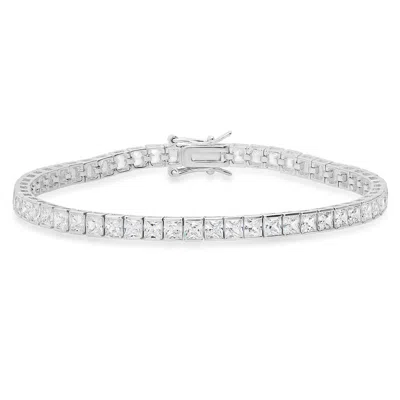 Kylie Harper Women's Princess Cut Diamond Cz Tennis Bracelet In Sterling Silver
