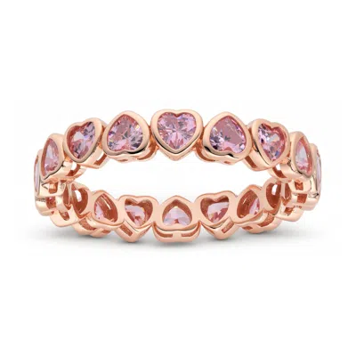 Kylie Harper Women's Rose Gold Bezel-set Pink Heart Eternity Band Ring