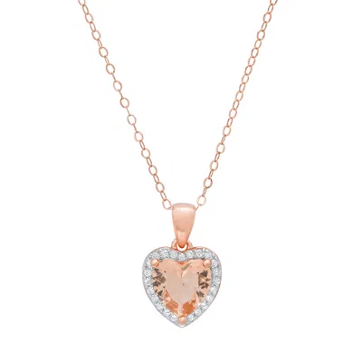 Kylie Harper Women's Rose Gold Heart-cut Morganite Halo Pendant Necklace In Pink