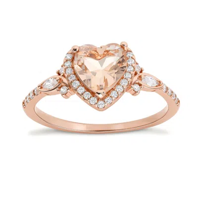 Kylie Harper Women's Rose Gold Heart-cut Morganite Halo Ring