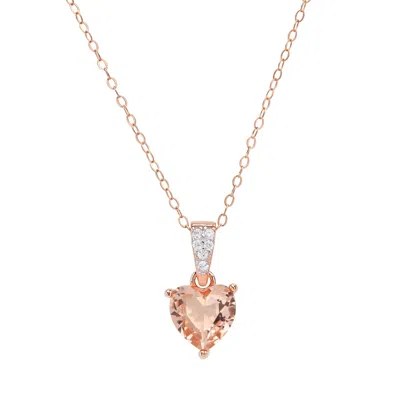 Kylie Harper Women's Rose Gold Heart-cut Morganite Pendant Necklace