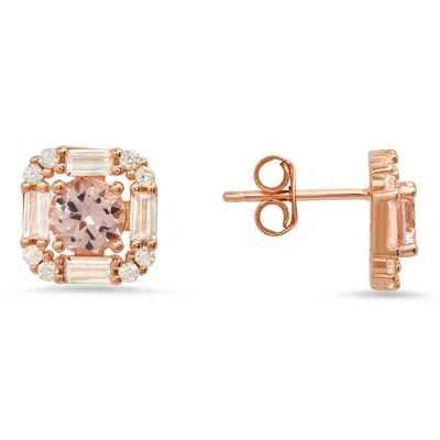 Kylie Harper Women's Rose Gold Morganite Halo Stud Earrings