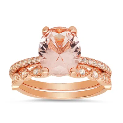 Kylie Harper Women's Rose Gold Morganite Stackable Ring Set