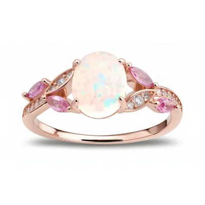 Kylie Harper Women's Rose Gold Opal & Pink Sapphire Floral Ring
