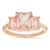Kylie Harper Women's Rose Gold Over Silver 3-stone Morganite Cz Ring In Pink