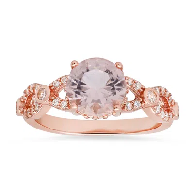 Kylie Harper Women's Rose Gold Over Silver Morganite Ring In Pink