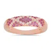 Kylie Harper Women's Rose Gold Pave Pink Sapphire 'x' Band Ring