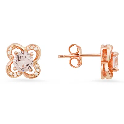 Kylie Harper Women's Rose Gold Petite Floral Morganite Stud Earrings
