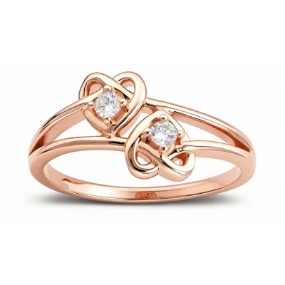 Kylie Harper Women's Rose Gold Swirling Double Heart Ring