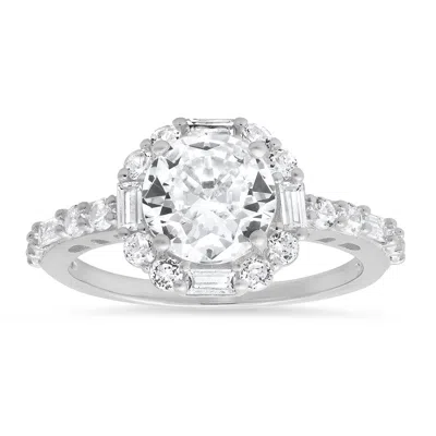 Kylie Harper Women's Round & Baguette-cut Halo Diamond Cz Ring In Sterling Silver