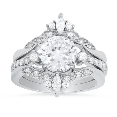 Kylie Harper Women's Stackable Diamond Cz Ring Set In Sterling Silver In Green