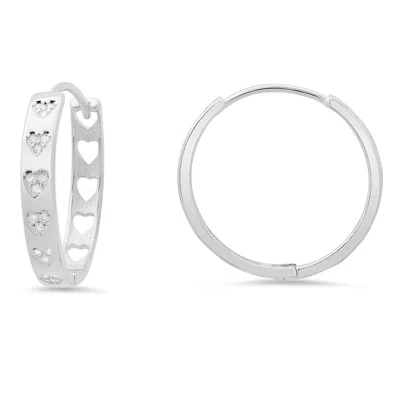 Kylie Harper Women's Sterling Silver 25mm Diamond Cz Heart Statement Hoop Earrings