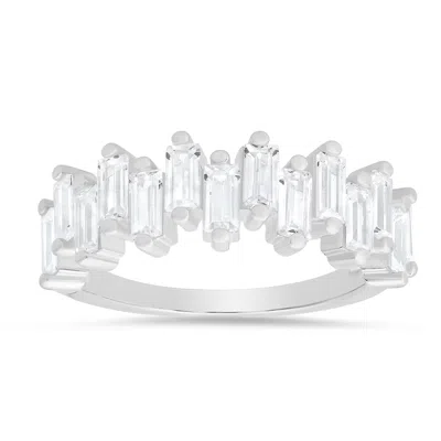Kylie Harper Women's Sterling Silver Abstract Baguette-cut Diamond Cz Ring