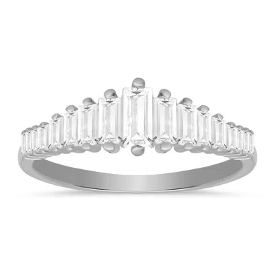 Kylie Harper Women's Sterling Silver Art Deco Baguette-cut Diamond Cz Ring