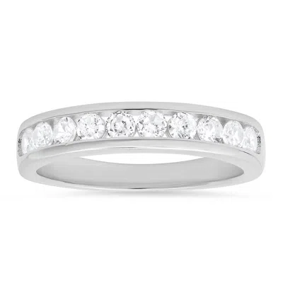 Kylie Harper Women's Sterling Silver Channel-set Round Cz Band Ring