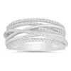 Kylie Harper Women's Sterling Silver Diamond Cz Crossover Statement Ring