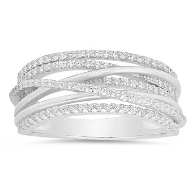 Kylie Harper Women's Sterling Silver Diamond Cz Crossover Statement Ring
