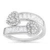 Kylie Harper Women's Sterling Silver Heart Baguette-cut Diamond Cz Bypass Ring In Metallic
