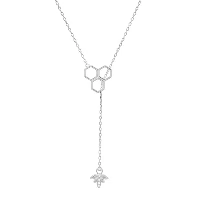 Kylie Harper Women's Sterling Silver Honeycomb Bumble Bee Lariat Y Necklace