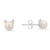 Kylie Harper Women's Sterling Silver Kitty Cat Pearl Stud Earrings In Silver