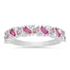Kylie Harper Women's Sterling Silver Multi-shape Pink Ombre Band Ring