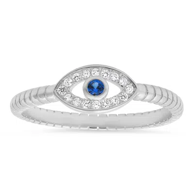Kylie Harper Women's Sterling Silver Petite Diamond Cz Evil Eye Ring