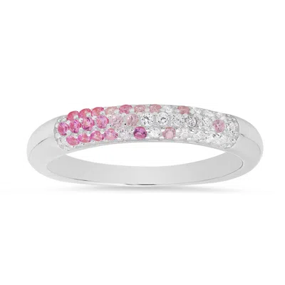 Kylie Harper Women's Sterling Silver Petite Pink Ombre Pave Band Ring