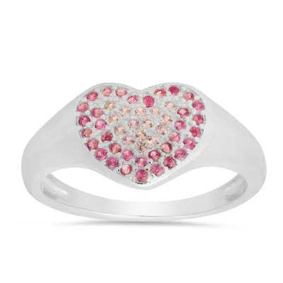 Kylie Harper Women's Sterling Silver Pink Sapphire Ombre Heart Ring