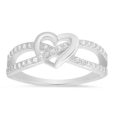 Kylie Harper Women's Sterling Silver Swirl Heart Diamond Cz Ring In White