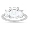 Kylie Harper Women's Three Stone Emerald Cut Diamond Cz Statement Ring In Sterling Silver In Metallic