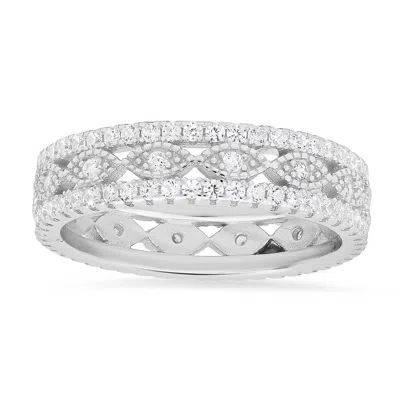 Kylie Harper Women's Vintage Diamond Cz Eternity Band Ring In Sterling Silver In Metallic