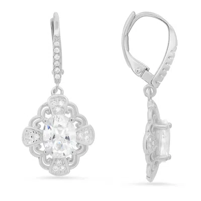 Kylie Harper Women's Vintage Filigree Diamond Cz Leverback Earrings In Sterling Silver