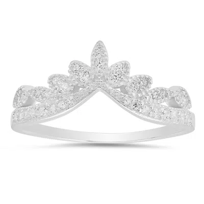 Kylie Harper Women's Vintage Floral V Ring In Sterling Silver