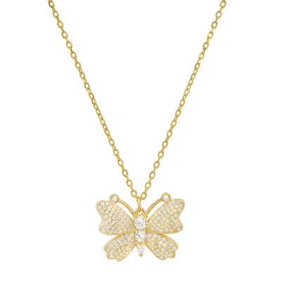 Kylie Harper Women's Yellow Gold Over Silver Butterfly Cz Pendant