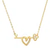 Kylie Harper Yellow Gold Over Silver "key To My Heart" Cz Bar Necklace In Gold Tone