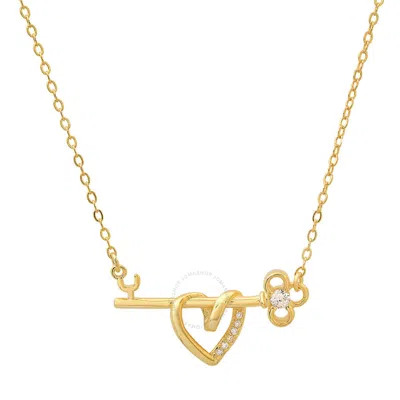 Kylie Harper Yellow Gold Over Silver "key To My Heart" Cz Bar Necklace In Gold Tone