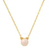 Kylie Harper Yellow Gold Over Silver Kitty Cat Genuine Pearl Necklace In Gold Tone