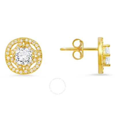 Kylie Harper Yelow 14k Gold Over Silver Vintage Cubic Zirconia  Cz Halo Stud Earrings In Gold-tone